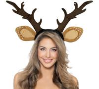 Jaczora Deer Antler Headband for Adults, Antler Headpiece,Realistic Horns & Ears Funny Reindeer Costume Accessories for Halloween Christmas Cosplay Party Supplies