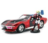 JADA 1/24 1969 CHEVY CORVETTE WITH HARLEY QUINN FIGURE DC COMICS 31196