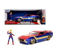 Jada 1973 Ford Mustang Mach 1 with Captain Marvel Diecast Figurine \Avengers\" \"Marvel\" Series 1/24 Diecast Model Car by Jada"