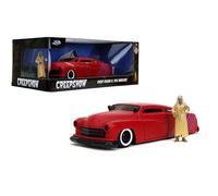 Jada 1951 Mercury Matt Red with Purple Stripes and Creep Diecast Figure Creepshow (1982) Movie Hollywood Rides Series 1/24 Diecast Model Car
