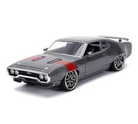 1972 Plymouth GTX 440 Metallic Gray with Red Stripe Bigtime Muscle 124 Diecast Model Car by Jada