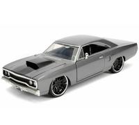 Jada Dom\'s Plymouth Road Runner Metallic Gray with Black Hood Stripe \Fast & Furious\" Movie 1/24 Diecast Model Car by Jada"