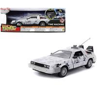 Jada Hollywood Rides - Back to the Future Time Machine (Frost Version) - 1:24 scale - cast car - door opening and hood - hobby edition - collectible - age 8+ - silver/white