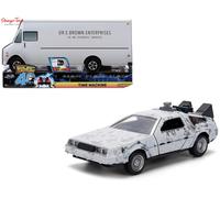 Jada Back to The Future I Time Machine & Dr. E. Brown Truck - 40th Anniversary Die-Cast Set Toys, 1:32 Scale - Collectible Movie Replica for Fans and Collectors