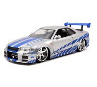 Jada Toys 97158 Nissan 2002 Skyline R34 Fast & Furious die cast car, ['Silver', Blue']