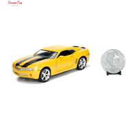 2006 Chevy Camaro Concept Yellow Bumblebee with Robot on Chassis and Collectible Metal Coin Transformers Movie 1/24 Diecast Model Car by Jada 98497