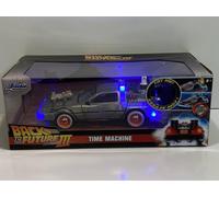 Jada DeLorean Brushed Metal Time Machine with Lights \Back to the Future Part III\" (1990) Movie \"Hollywood Rides\" Series 1/24 Diecast Model Car by