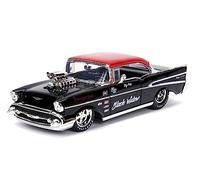 Jada Toys Big Time Muscle 1:24 1957 Chevy Bel Air Die-Cast Car (Black/Red)