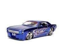 Jada Bigtime Muscle 1:24 1965 Ford Mustang Die-Cast Car, Toys for Kids and Adults(Blue/Silver Flames)
