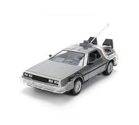 Jada Delorean Return to the Future, 1:24 Scale, Silver Edition, 40th Anniversary, Metal Car with Light and Swinging Doors Collection Box, Official Licensed Product (9336849314R00)