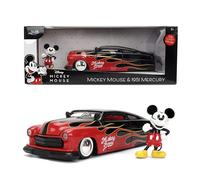 Jada Disney Vintage Mickey - 1951 Mercury - Hollywood Rides Die-Cast Car Toys - Flame Design -Mickey Figure - Collector's Edition - Age 8+ - Red/Black
