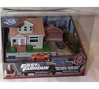 Jada FAST & FURI0US Doms Nano House Diorama and 2 Diecast Cars Vehicles, 1:64 Scale, MINIATURE HOUSE DIORAMA, Building Toy, Adult, 14+, Unisex