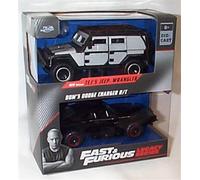 jada FAST & FURI0US Tej's Jeep Wrangler Dom's Dodge Charger RT Vehicle 1:32 scale diecast model