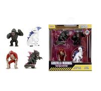 Jada Godzilla Metal Wave 1 Pop Culture Collectible Figures 4 pack - Godzilla King Kong Shimo Skar - For Fans & Collectors Aged 8+ 6.5cm Each