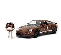 Jada M&M's 1:24 Porsche 911 Turbo Die-Cast Car & 2.75" Brown Figure, Toys for Kids and Adults