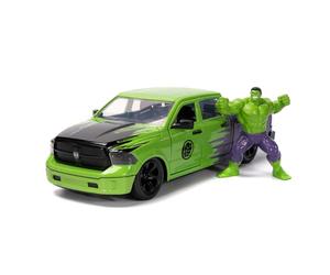 Jada Marvel 1:24 Dodge Ram 1500 Die-Cast Car & 2.75" Incredible Hulk Figure, Toys for Kids and Adults