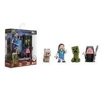 Jada Metalfigs 4-Pack - Minecraft Movie Die-Cast Figures - Steve, Wolf, Creeper, Malgohsa - 2.5-Inch Scale Collectible Set for Kids and Fans - Durable Metal Build