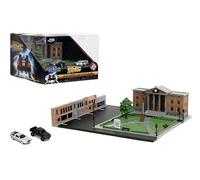 Jada Nanoscene Back to The Future Hill Valley Courthouse Diorama - Movie Inspired Miniature Diorama Incl. 2 Iconic Vehicles (Toyota Time and Pickup Machine) - Scene