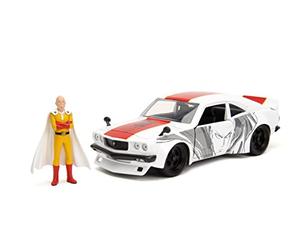 Jada One Punch Man 1:24 1974 Mazda RX-3 Die-cast Car & 2.75" Saitama Figure, Toys for Kids and Adults