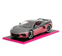 Jada Pink Slips 1:24 W6 2020 Chevy Corvette Die-Cast Car, Toys for Kids and Adults(Metallic Grey/Pink)