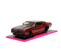 Jada Pink Slips 1:24 W7 1971 Chevy SS Die-Cast Car w/Base, Toys for Kids and Adults(Candy Red)