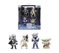 Jada Star Wars Metalfigs 4-Pack Wave 2 - The Mandalorian, Imperial Remnant AT-RT Driver, Zeb Orrelios, Grogu Die-Cast Figures 2.5” Scale - Stylized Display Set Toys