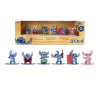 Jada Stitch Nano Metalfigs 6-Pack Die-Cast Mini Figures 1.65 Inch Scale - Classic, Red Suit, Hula, Ukulele, Surfboard, Angel Toys