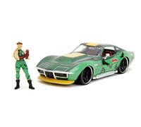 Jada Street Fighter 1:24 1969 Chevrolet Corvette Stingray ZL1 & 2.75" Cammy Figure, Toys for Kids and Adults