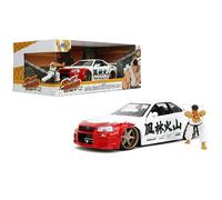 Jada Street Fighter 2002 Nissan Skyline GTR with Ryu Figure - 1:24 Scale Die-Cast, Opening Doors, Hood, Trunk, Rubber Tires - Collectible for Adults and Kids - Capcom Licensed