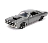 Jada Dom\'s Plymouth Road Runner Metallic Gray with Black Hood Stripe \Fast & Furious\" Movie 1/24 Diecast Model Car by Jada"