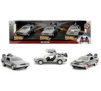 Jada Back to The Future Time Machine 1.65" Nano 3-Pack Die-Cast Cars, Toys for Kids and Adults