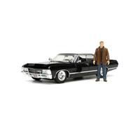 Jada Toys 253255037 Supernatural Dean Winchester, 1967 Chevy Impala Sport Sedan, Doors + Boot + Moter Cover to Open, Scale 1:24, Black, One Size