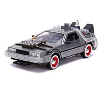 Jada DeLorean Brushed Metal Time Machine with Lights \Back to the Future Part III\" (1990) Movie \"Hollywood Rides\" Series 1/24 Diecast Model Car by
