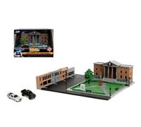 Jada Toys Back to the Future Nano-Scene Clock Tower (26.5 x 23 cm) - Detailed Diorama of the Hill Valley Courthouse including 2 Metal Model Cars, Back to The Future Fan Item from 8 Years
