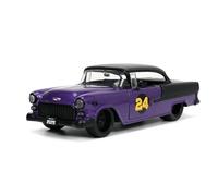 Jada Toys Bigtime Muscle 1:24 1955 Chevy Bel-Air Die Cast Car - Opening Doors, Bonnet, Trunk, Rubber Tyres (Metallic Purple/Gold)
