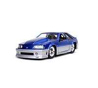 Jada Toys Bigtime Muscle 1:24 1989 Ford Mustang GT Die-cast Car Blue Silver, Toys for Kids and Adults