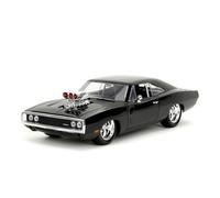Jada Toys - Fast and Furious Auto Dom`s Dodge Charger Street (1:24, black) - Model Car 1970 Dodge Charger R/T from Fast & Furious, Metal Toy Car from 8 Years with Parts to Open, 19 cm