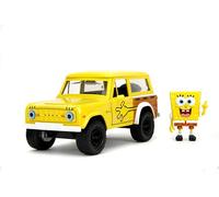 Jada Toys - Hollywood Rides 1972 Cast Ford Bronco 1:24 Scale SpongeBob Squarepants Figure - Opening Doors, Bonnet, Trunk, Rubber Tires - Collectible for Adults and Kids