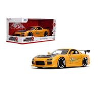 Jada Toys JDM Tuners 1:24 Scale Die-Cast 1993 Mazda RX-7 (FD) HKS, Opening Doors, Detailed Interior, Rubber Tires, Collectible for Ages 8+(Yellow Orange)