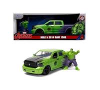Jada 99726 Marvel Avengers Hulk & 2014 Ram 1500 1:24 Scale Die-Cast - Doors & Bonnet Open, Includes Figure