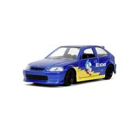 Jada Toys Sonic The Hedgehog Car Honda Civic Type-R 1997 (13.5 cm) - Metal Model Car with Doors to Open, Toy Vehicle for Fans and Children from 8 Years