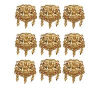 Jadai Hair Pin Traditional Gold Plated Antique Hair Jewelery Choti Jadai Billai,Hair Brooch With Hook Temple Jadai Wedding Bridal Jewellery (9 Pcs) (Design 03, Green)