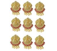 Jadai Hair Pin Traditional Gold Plated Antique Hair Jewelery Choti Jadai Billai,Hair Brooch With Hook Temple Jadai Wedding Bridal Jewellery (Design 03, Red)