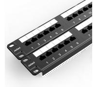 Jadaol 48 Port Patch Panel 10Gbps Rackmount Punch Down Network Panel | 110 IDC, 50μ Gold Plated RJ45 Contacts, PoE/PoE+/PoE++ Compatible, Cat6 2U RJ45 Ethernet Panel for 19-inch Racks/Cabinets