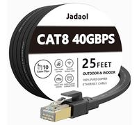 Jadaol Cat7 Ethernet Cable Flat, Shielded (STP) with Snagless Rj45 Connectors - 25 Feet Black (7.62 meters)