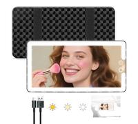 Jadazror Car Sun Visor Vanity Mirror with Lights, Rechargeable LED Car Visor Makeup Mirror with 3 Color Dimmable Lights - Universal Accessories for Cars, SUVs, Trucks (Black)