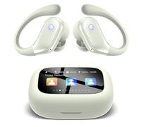 jaddsa Wireless Bluetooth 5.4 Earphones with Smart Display Case, AI Call Clarity & Immersive Bass, Custom Sound Modes, Ultra-Light Sports Headset for Running, Travel & Daily Use - Ivory White