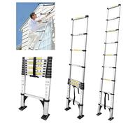 JADDUO Telescopic Folding Ladder Non-Slip 2.6 m Retractable Steps Aluminium DIY Store Foldable Extendable Unique Right-Hand Multifunctional Ladder Load Capacity 150 kg