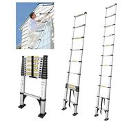 JADDUO Telescopic Folding Ladder Non-Slip 3.2 m Retractable Steps Aluminium DIY Store Foldable Extendable Unique Right-Hand Multifunctional Ladder Load Capacity 150 kg