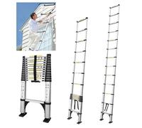 JADDUO Telescopic Folding Ladder Non-Slip 3.8 m Retractable Steps Aluminium DIY Store Foldable Extendable Unique Right-Hand Multifunctional Ladder Load Capacity 150 kg